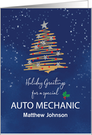 For Auto Mechanic Christmas Tree Customizable Name card