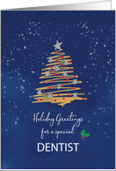For Dentist Christmas Tree on Navy card