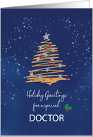 For Doctor Christmas Tree on Navy card