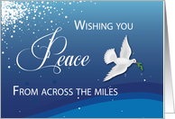 Across the Miles Elegant Peace on Blue Christmas with Dove card
