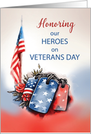 Honoring Heroes Veterans Day Patriotic Dog Tags Red White Blue card