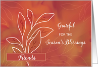 Thanksgiving Grateful for Friend Warm Watercolor with White Branch card