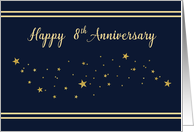 Eighth Employee Anniversary Gold Glitter Stars on Navy Blue card