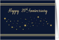 Twenty Year Employee Anniversary Gold Glitter Stars on Navy Blue card