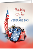 Birthday on Veterans Day Patriotic Dog Tags card