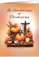 In Remembrance Thanksgiving with Catholic Crucifix card