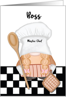 Boss Birthday Whimsical Gnome Chef Cooking card