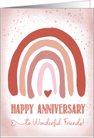 Friends Anniversary Hand Painted Soft Pink Watercolor Rainbow card