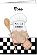 Custom Name Boss Birthday Whimsical Gnome Chef Cooking card