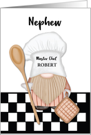 Custom Name Nephew Birthday Whimsical Gnome Chef Cooking card