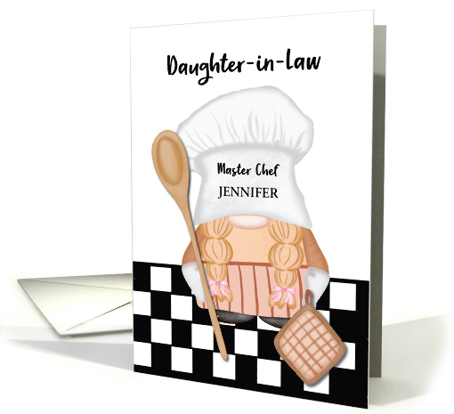 Custom Name Daughter in Law Birthday Whimsical Gnome Chef card