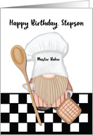 Stepson Birthday Whimsical Gnome Baker Baking card