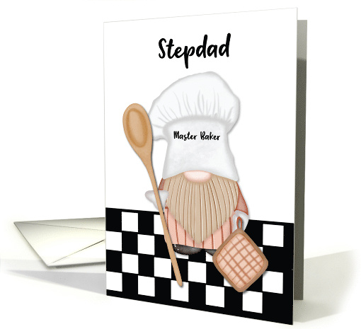 Stepdad Birthday Whimsical Gnome Baker Baking card (1816582)
