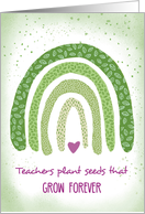 Thanks Teacher Green Watercolor Rainbow from Parent or Administrator card