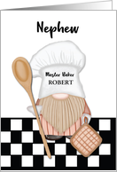 Custom Name Nephew Birthday Whimsical Gnome Baker Baking card