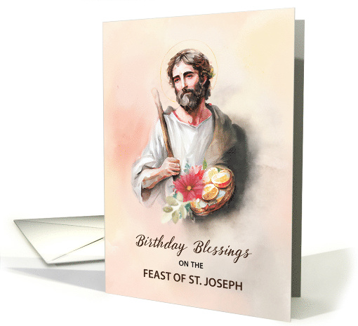Birthday Blessings on Feast of St Joseph Watercolor card (1817930)