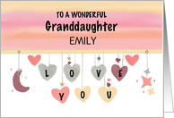Granddaughter Personalize Name Birthday Hearts Moon Stars card