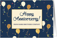 Employee Anniversary Custom Business with Gold Look Balloons on Navy B card