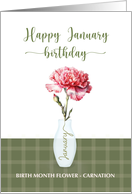 January Birthday Carnation Birth Month Flower card