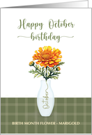 October Birthday Marigold Birth Month Flower card