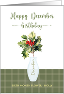 December Birthday Holly Birth Month Flower Violet card