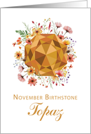 November Topaz Birthstone Birthday with Wildflowers card