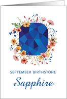 September Sapphire Birthstone Birthday with Wildflowers card