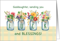 Goddaughter St Patricks Day Luck and Blessings Wildflowers in Jars card