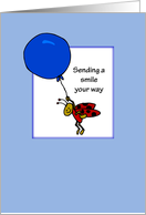 Hello at College Whimsical Ladybug with Balloon card