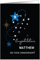 Ninth Employee Anniversary Custom Name Congratulations Stars card