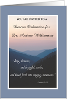 Deacon Ordination Invitation with Mountains and Sunrise card