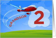 2nd Birthday Grandson Red Airplane card