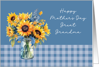 Great Grandma Mother’s Day Sunflowers in Mason Jar Dusty Blue card