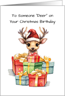 Deer Cute Birthday on Christmas Piles of Love card