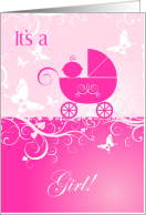 Pink It’s a Girl 1st Granddaughter Congrats Illusatrated card