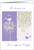Love Birds Two Become One for a Special Couple Shower card