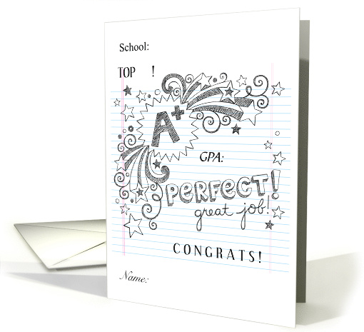 Write-In the Blanks Top Student Congrats card (1734658)
