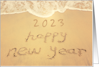 Beach Waves Sand Happy New Year card