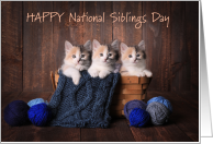 Happy National Siblings Day April 10 with Three Cute Kittens and Yarn card