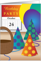 Custom Front Birthday Party Invitation Card with Any Date on Calendar card