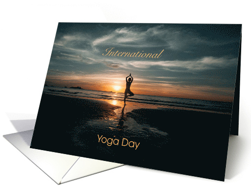 International Yoga Day June 21 with Yoga Pose at Sunset card (1767858)