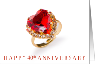 Happy 40th Anniversary with Ruby and Diamond Ring card