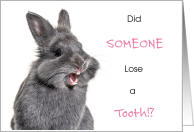 Did Someone Lose a Tooth with Open Mouthed Bunny Rabbit for Granddaughter card