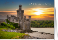 Save the Date with Medieval Castel at Sunset card