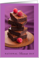 National Brownie Day Dec 8 with Stack of Brownies with Raspberries card
