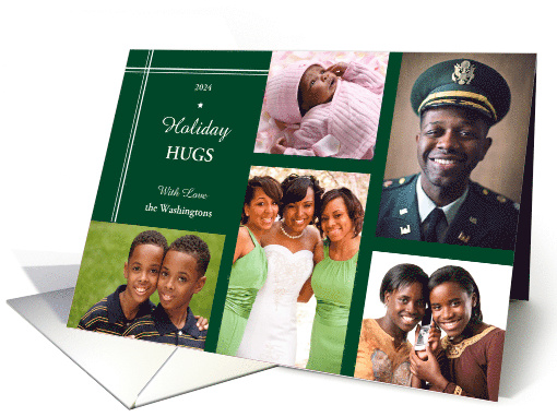 Five Photo Holiday Hugs Lines and Stars Border with Any... (1831488)
