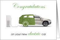 Congratulations on Your New Electric Car with Leaves Charging Station card