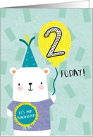 Cute Boys Bear Second Birthday card