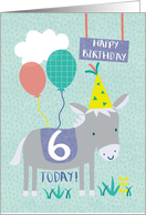 Cute Boys Donkey Sixth Birthday card
