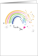 Birthday Rainbow with Watercolor Leaves and Butterflies card